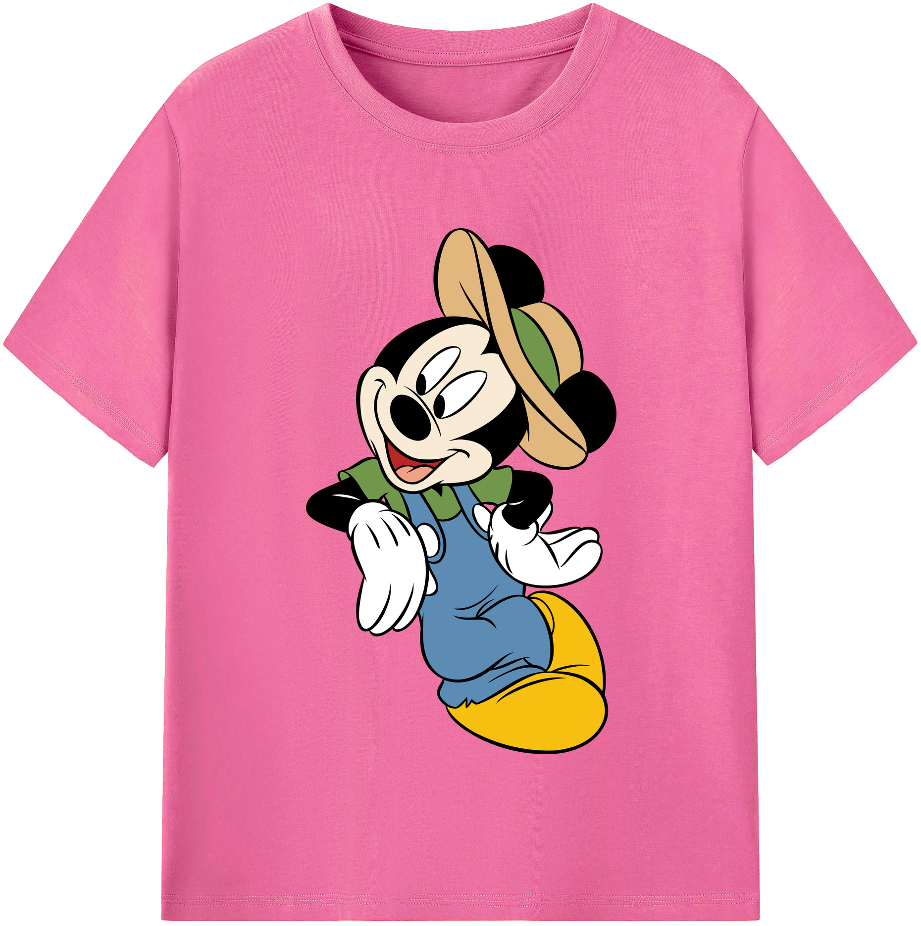 （画像用） ミッキーマウス Mickey Mouse レディースカジュアルプリントTシャツ（綿100％）